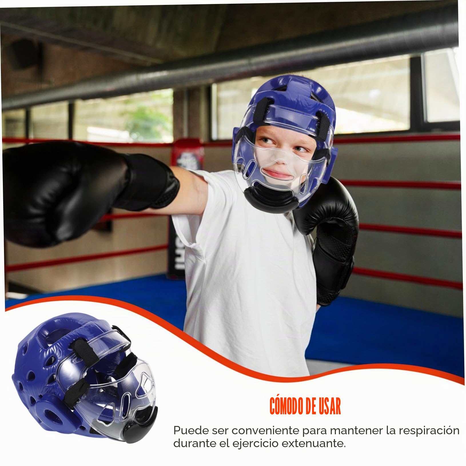GANAZONO Casco Taekwondo para Niños con Protección Facial Completa y Ventilación Transpirable, Arnés Ajustable Adecuado para Entrenamiento y Competición Segura