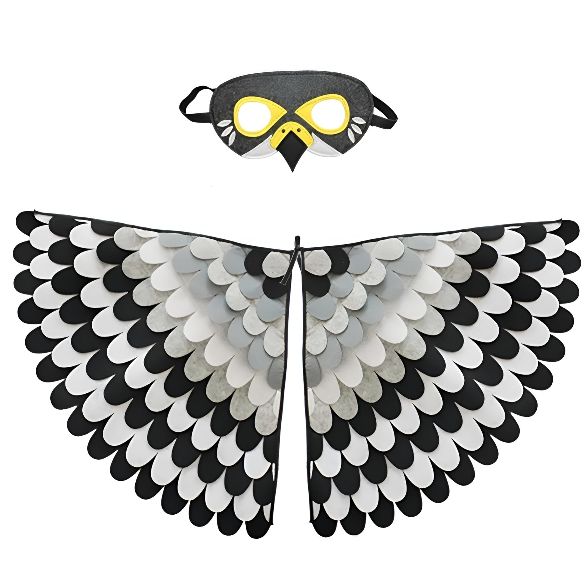 Proumhang Kids Bird Wings Costume For Age 3~8 Years,Bird Owl And Peacock Masque Owl Dress Up,Boys Girls Felt Eye Masque And Wings Set,Halloween Colorful Fancy DressGlobal Recycled StandardGlobal Recycled StandardGlobal Recycled Standard