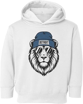 Detroit Fans Inspired -Lion Beanie And Shades Design Toddler Hooded Sweatshirt