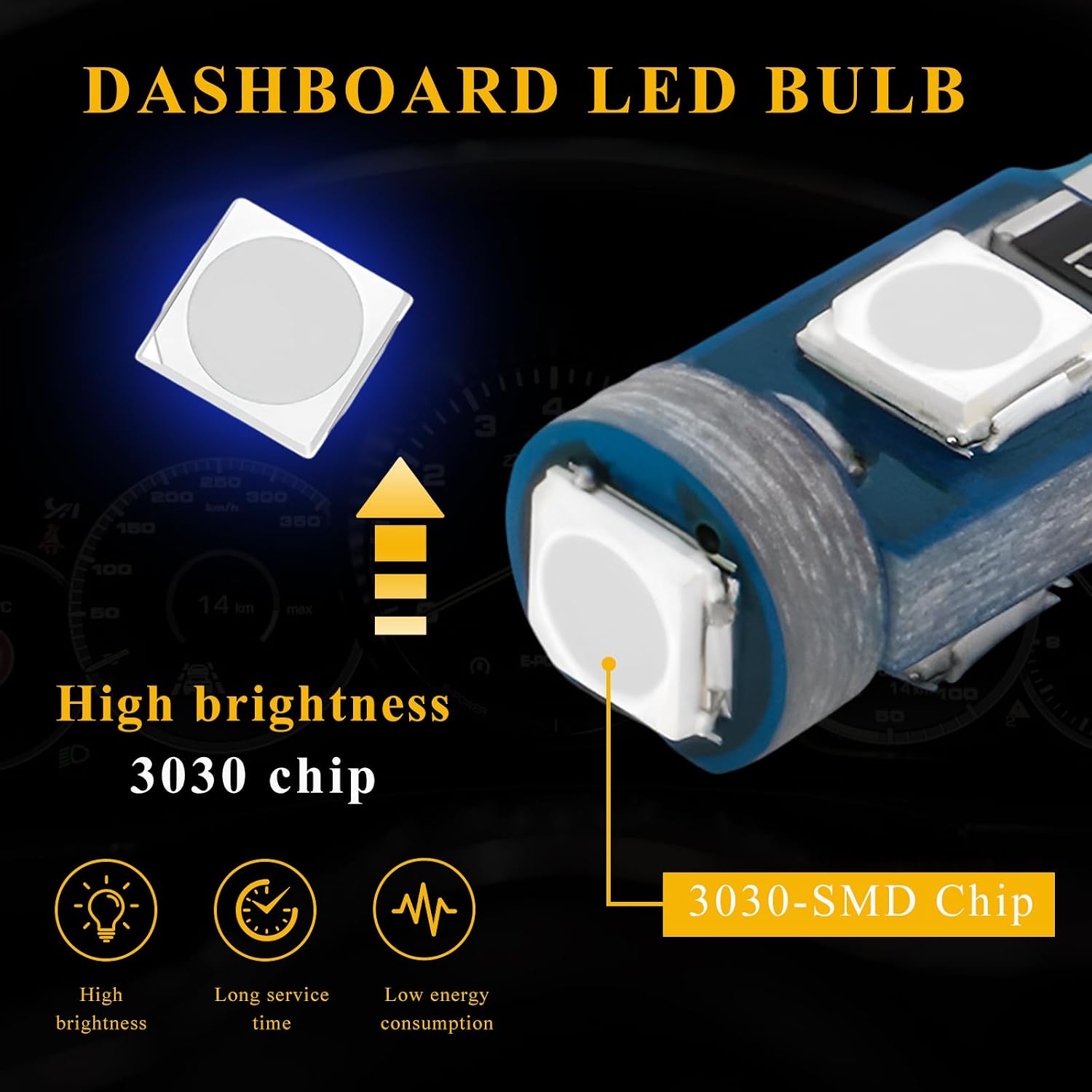 12 PCS T5 LED Bulbs, 74 73 37 2721 12 Volt Instrument Panel Light Replacement, Bright 3030 SMD Canbus Error Free LED Bulb for Car Gauge Cluster Dashboard Dome Map Lights (Blue) image 3