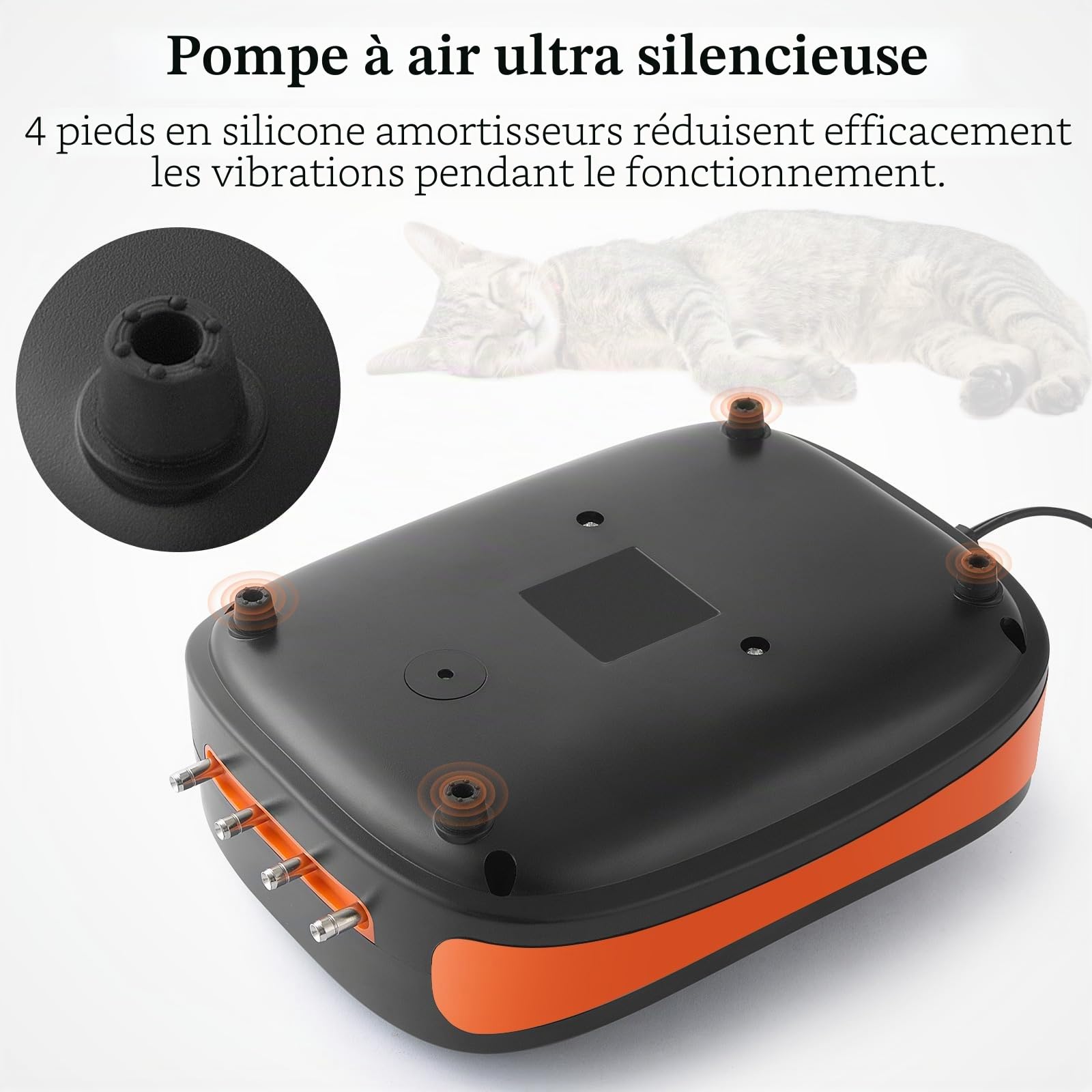 Pompe à Air Silencieuse pour Aquarium 4 Sorties, Aérateur Ultra-Puissant pour Réservoir de Poissons et Tortues Jusqu’à 1100L