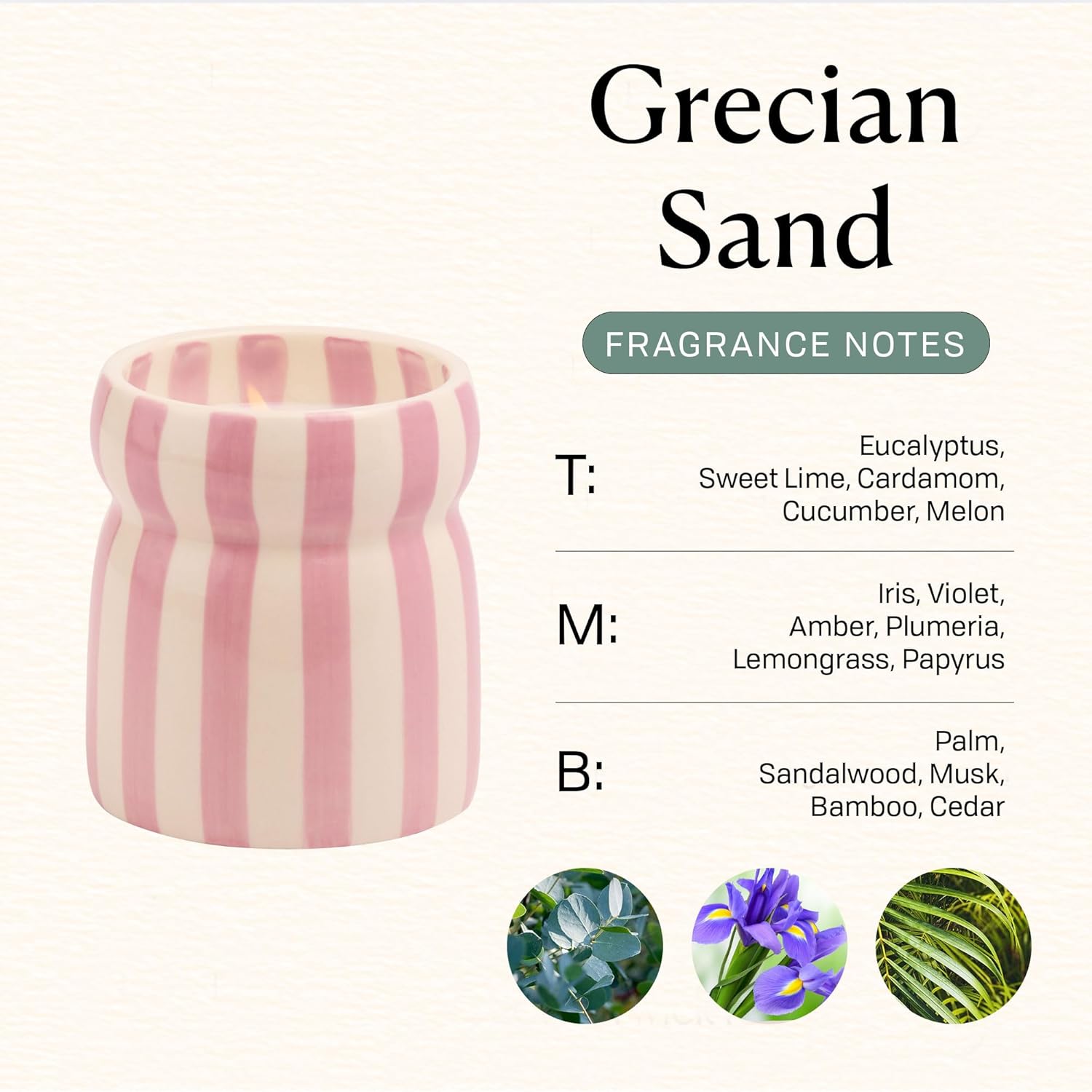 Paddywax Cabana Hand-Painted Scented Candle in Ceramic Reusable Food Safe Jar, Clean-Burn Soy Candle with Approx. 42 Hour Burn Time, Lavendar – Grecian Sand, 6.5 oz - Image 3