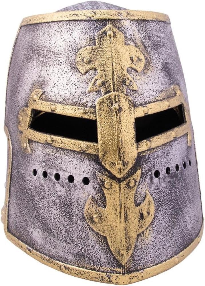 Casque de chevalier pour enfant avec visière - Casque de déguisement médiéval - Accessoires de jeu de rôle pour chevalier et château - Plastique - Taille : environ 57 cm