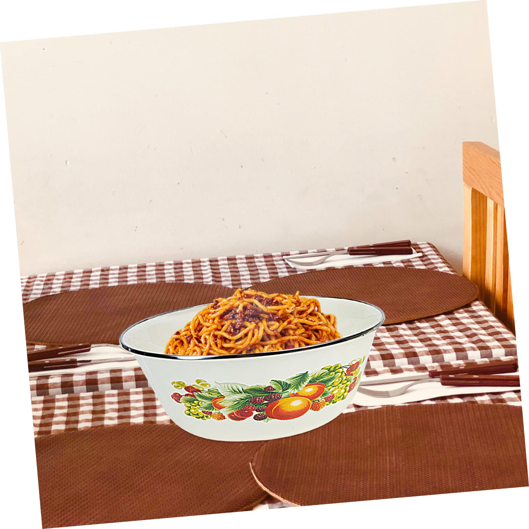 4 juegos de cuencos esmaltados con tapa, cuencos de acero inoxidable, cuencos para sopa con tapa, recipiente con tapa, esmaltado, lavabo, ensalada redonda, recipiente para pasta, recipiente de metal