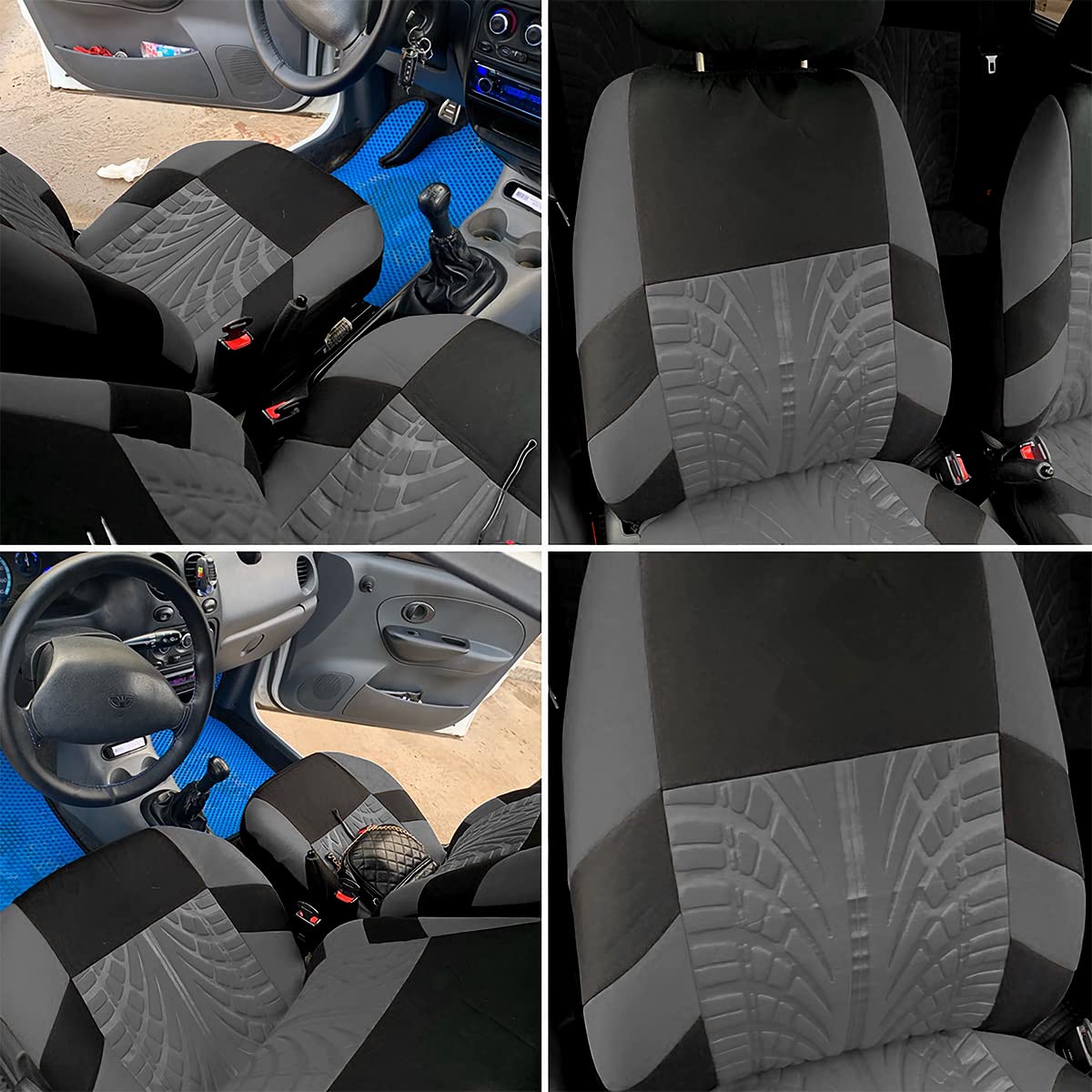 CGEAMDY 2 Housse De Siege Voiture Universelle, Couverture Couvre Sieges Impermeable Polycoton Tissu Accessoires Interieur, pour Avant Et Arrière, pour avec Presque Toutes Les Voitures（Gris）