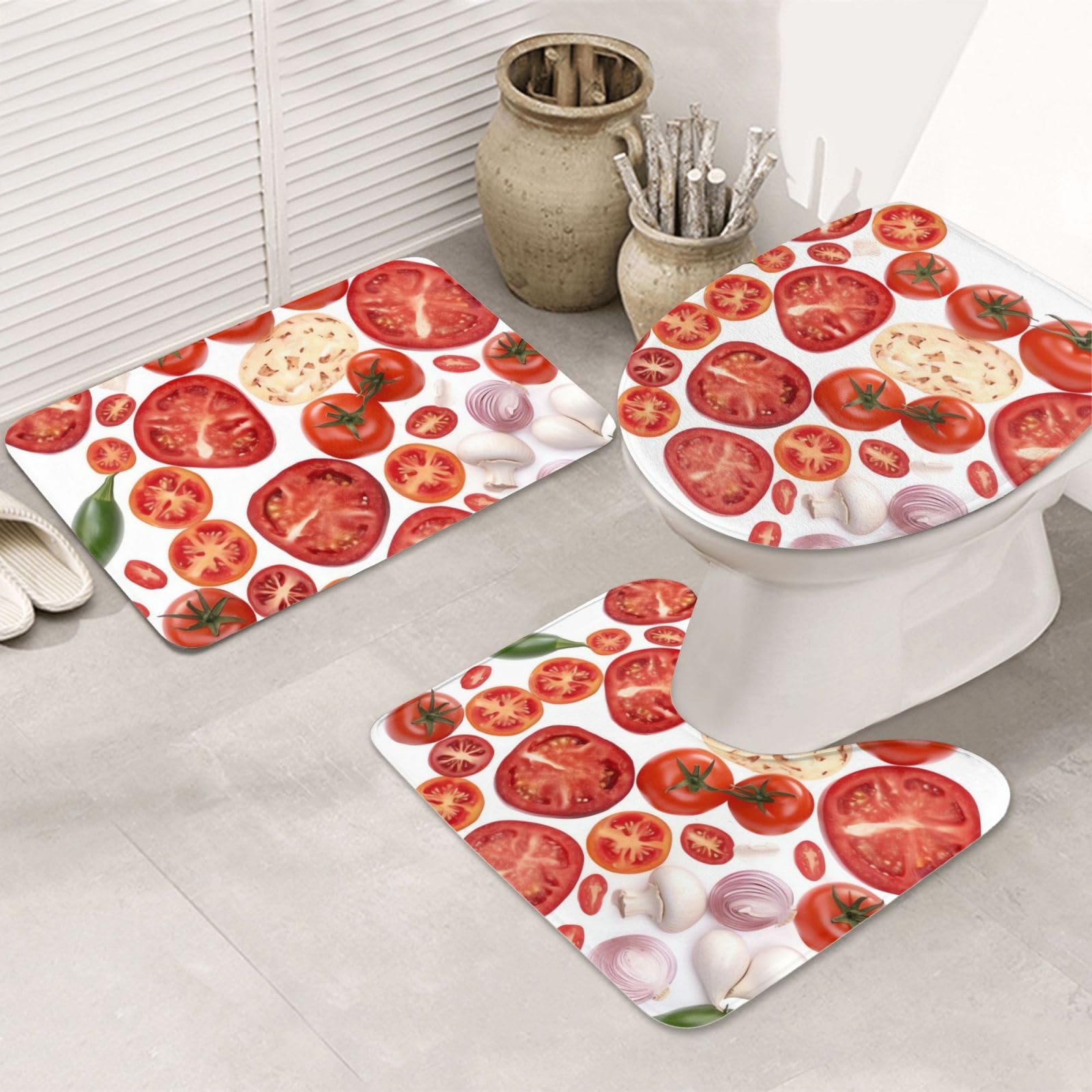 Tapis de salle de bain pizza lot de 3 absorbants antidérapants en U