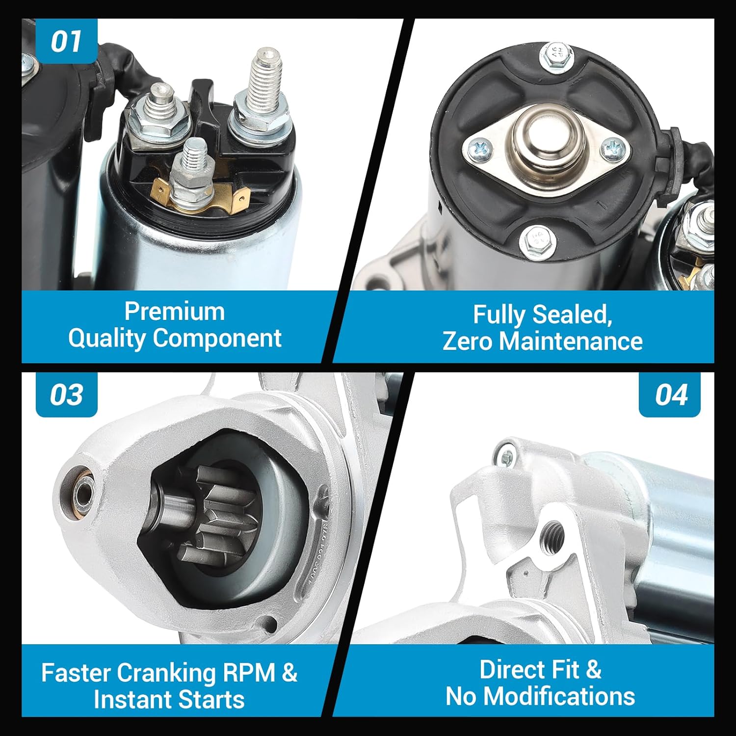 17920N Starter Motor Compatible with Mercedes-Benz C230 2003-2005 1.8L, C250 SLK250 2012-2015 1.8L, 12V 1.1KW 9 Teeth Clockwise, Replace# 0001107406, A0051513901, 944280203500