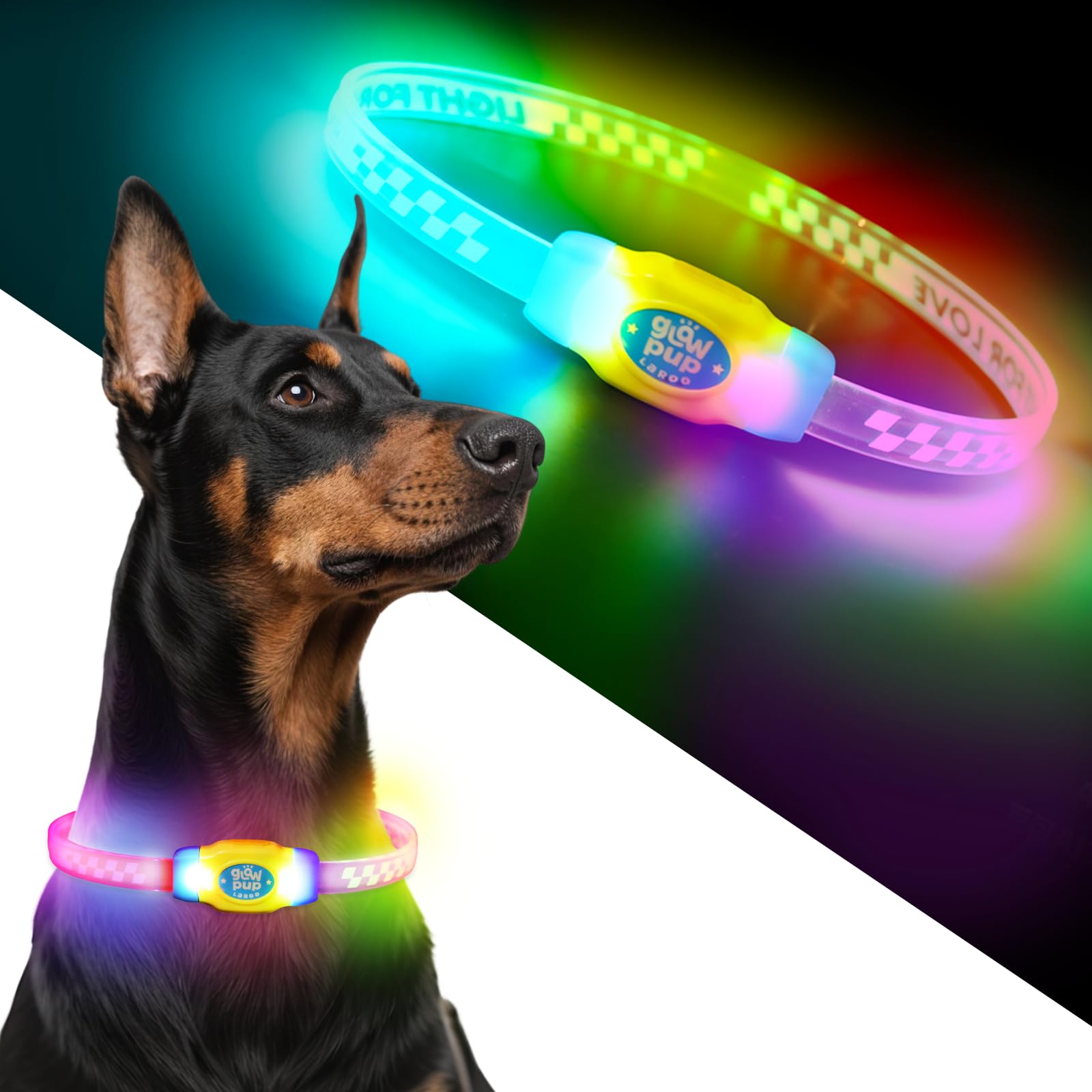 LaRoo Leuchthalsband Hund, Hundehalsband Leuchtend Aufladbar, Leuchthalsband für Hunde, USB Aufladbar, 4 Leuchtmodi, Verstellbar, Mehrfarbig (Blue)