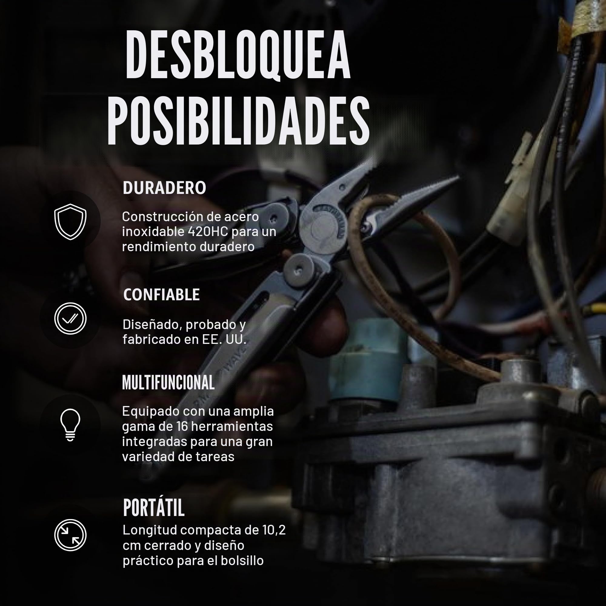 Ave Plus Multiherramienta con cortadores de alambre premium intercambiables, tijeras de resorte y funda de nailon
