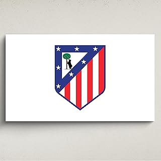 Licensed Décor Atlético de Madrid - Arte acrílico para pared, grande, 130 cm de ancho x 80 cm de alto, escudo a todo color sobre blanco