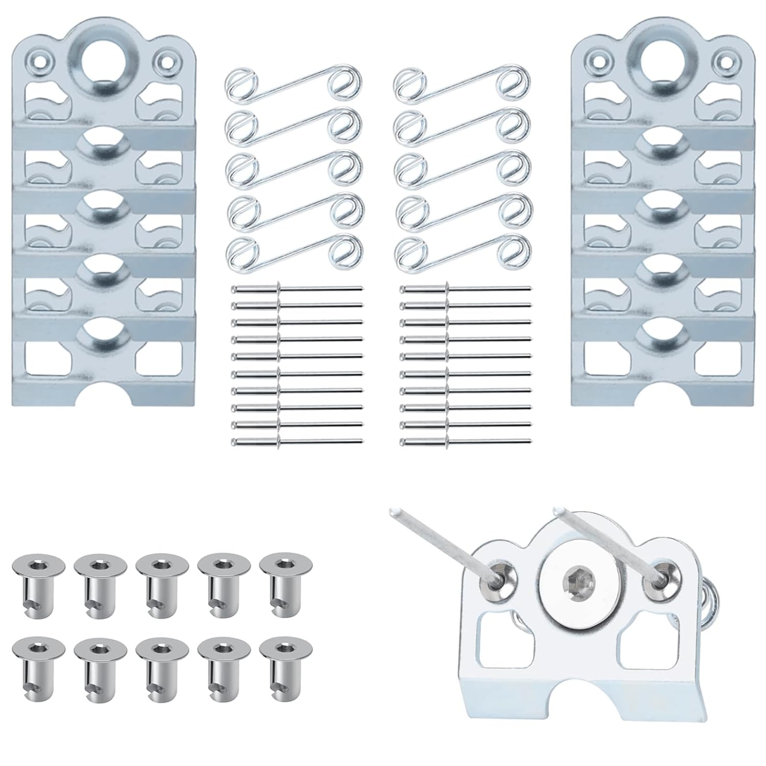 1/4 Turn Quick Release Steel Slot Head Dzus Fastener Button with Springs & Dimpled Tabs (10 Pack)