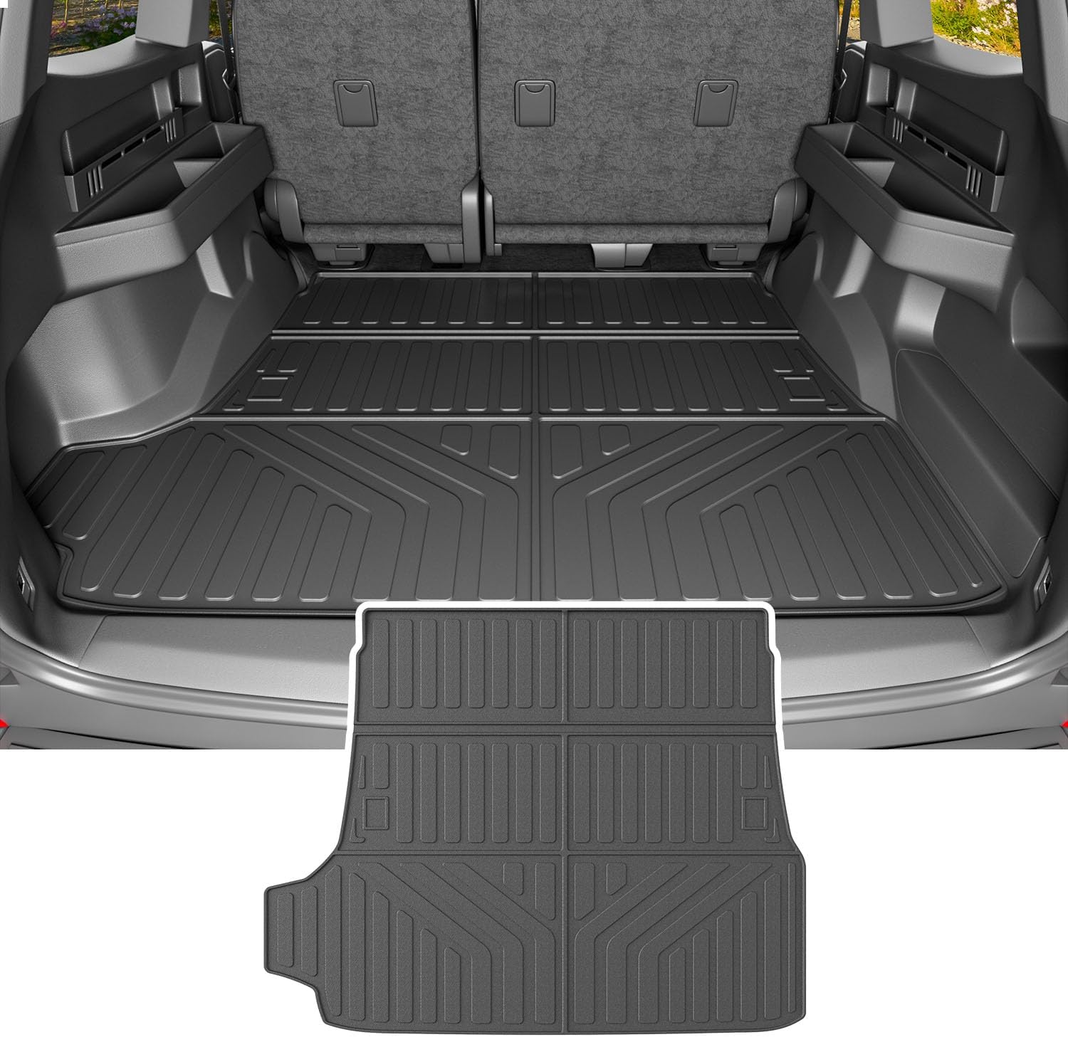 powoq 5 Seats Cargo Mat Compatible with 2025 Toyota 4Runner Trunk Mat (No Hybrid EV & i-Force MAX) Cargo Liner TPE Trunk Liner Replacement for 2025 Toyota 4Runner Accessories