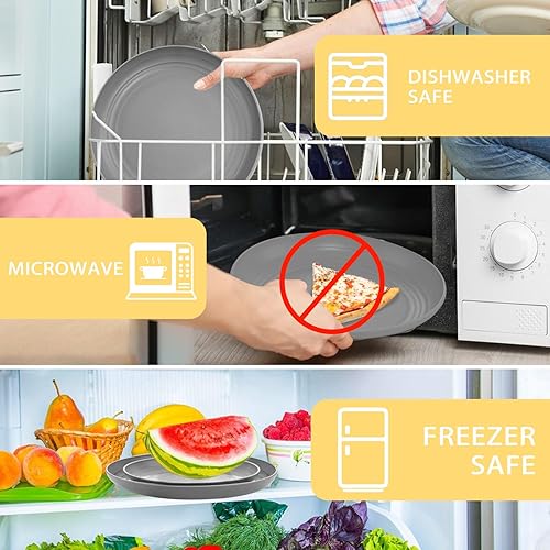 Miniatura 6 de Supernal Juego de vajilla de paja de trigo de 32 piezas, juegos de vajilla irrompible para 8, vajilla reutilizable, juego de platos para 8, platos y