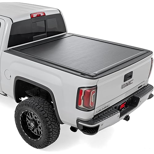 Rough Country Powered Retractable Tonneau Cover for Chevy Silverado & GMC Sierra 1500 (2014–2018) - Fits 5'9 Bed, Key Fob Control, Lockable, Weather-Resistant Bed Cover