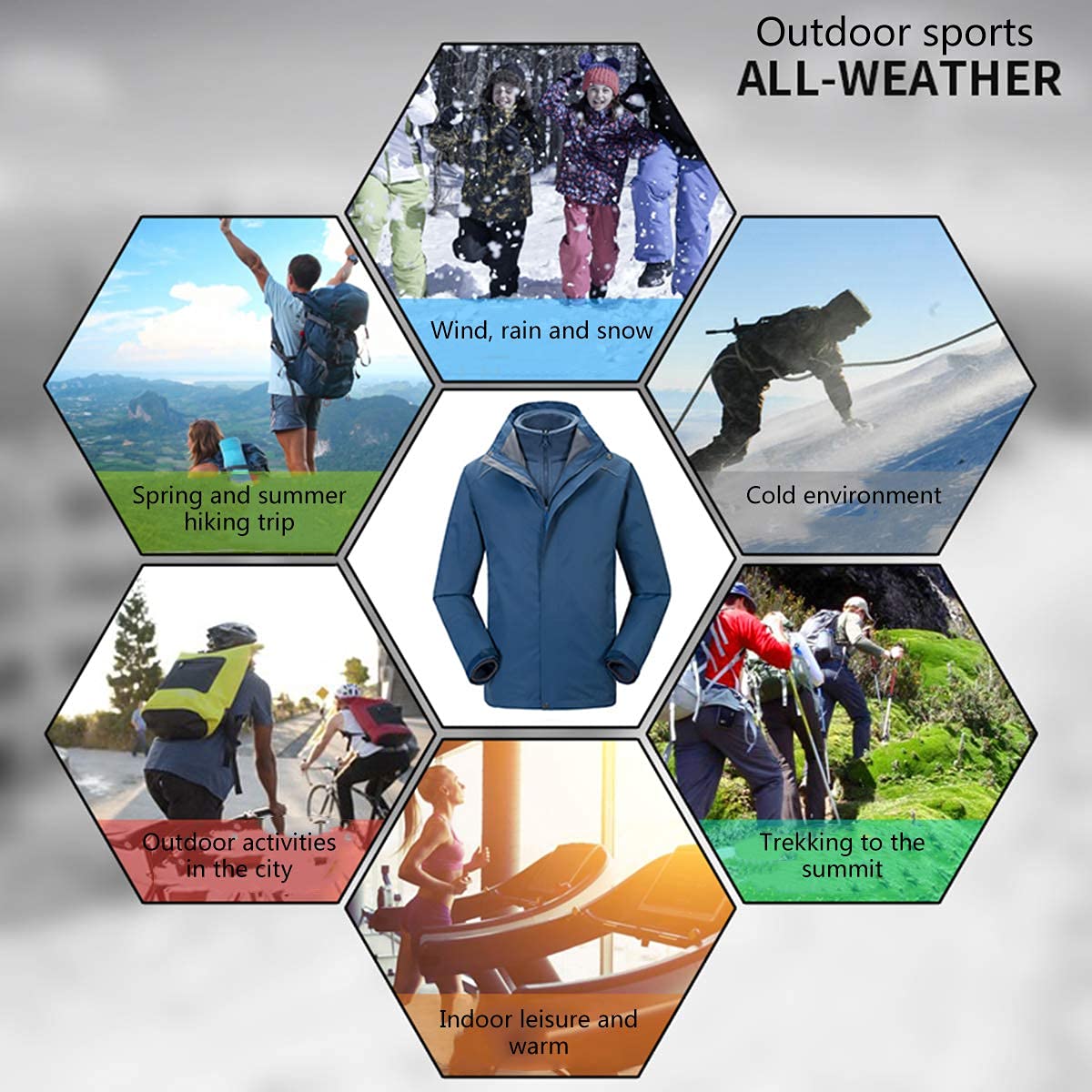 MU Herren-Wasserdichte Ski-Jacke - Daunenjacke - Fleece-Windundurchlässiger Berg Winter Schnee Jacke Warmen Outdoor Sports-Regen-Mantel Mit Kapuze Kleidung Geeignet/Grey/6Xl