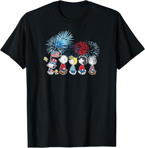 Peanuts Patriotic Parade and Fireworks T-Shirt Tee for Men Women