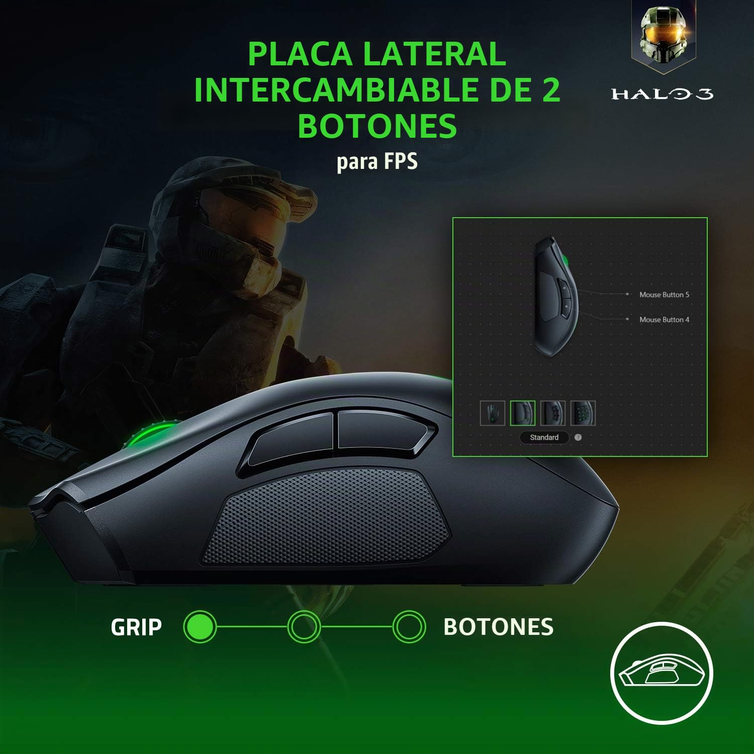 Razer Naga Pro - Ratón inalámbrico modular para juegos para juegos MMO, MOBA o FPS con paneles laterales intercambiables (HyperSpeed ​​Wireless, 19 + 1 botones programables)