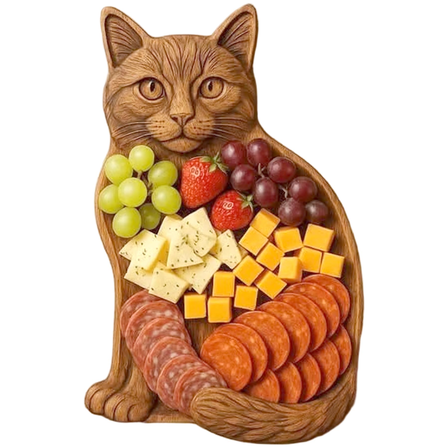 Takingup Brown Charcuterie Board, Funny Cat Shaped Wood Serving Tray Charcuterie Platter - For Cheese Meats Fruit Seafood, Kitchen For Lovers