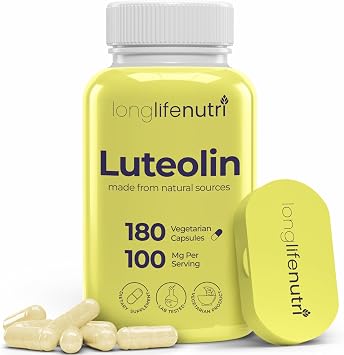 Luteolin Supplement 100mg - 180 Vegetarian Capsules, 3-Month Supply - Strengthen Cognitive Function & Overall Health - Lab Tested, Made in USA, 2 Serving Size