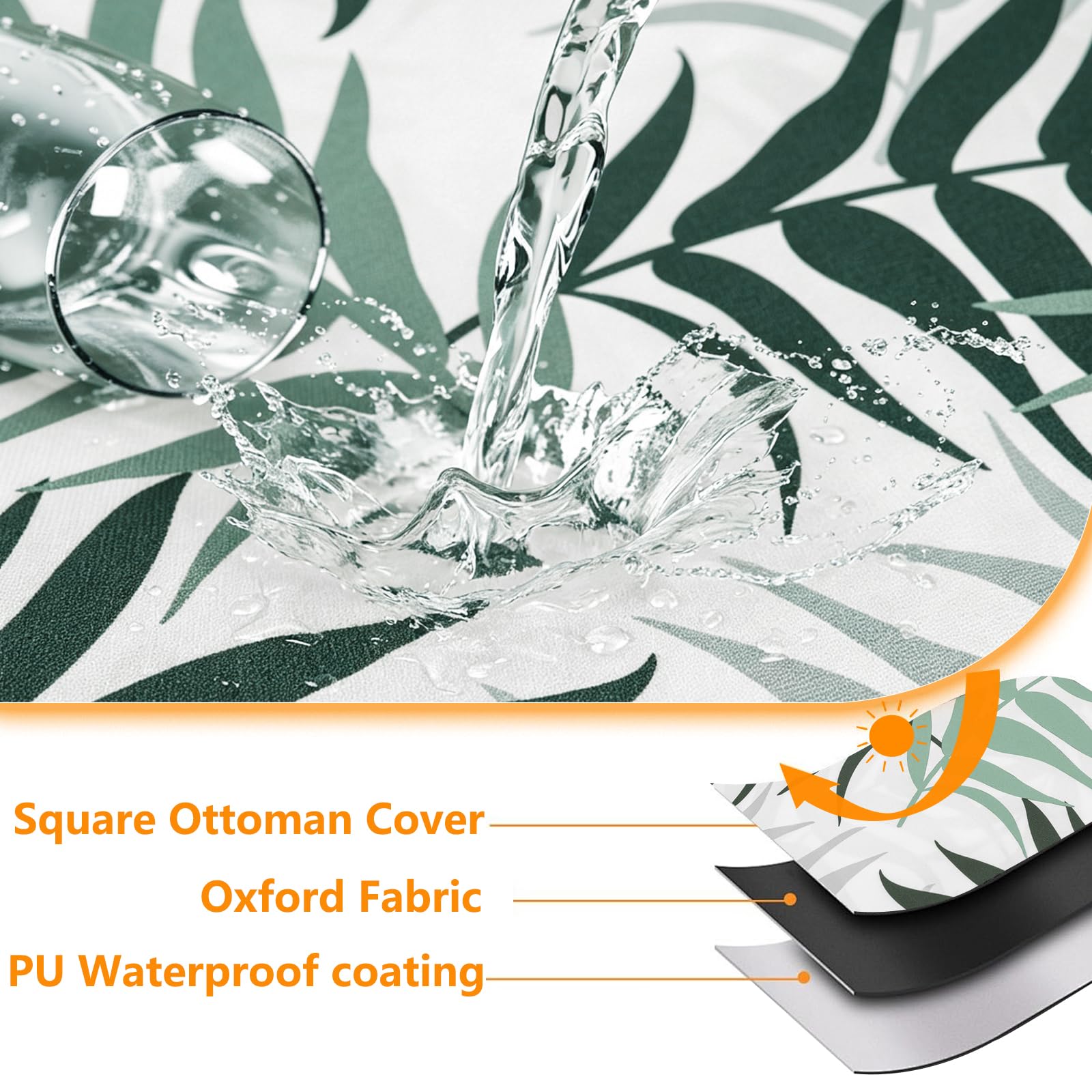 4er Sitzkissenbezüge Outdoor Wasserdicht - Lotus-Effekt Bezüge Für Auflagen Gartenmöbel, Wetterfeste Draußen Polsterbezug Mit Reißverschluss (Leaf Gray,4PCS 55x45cm)