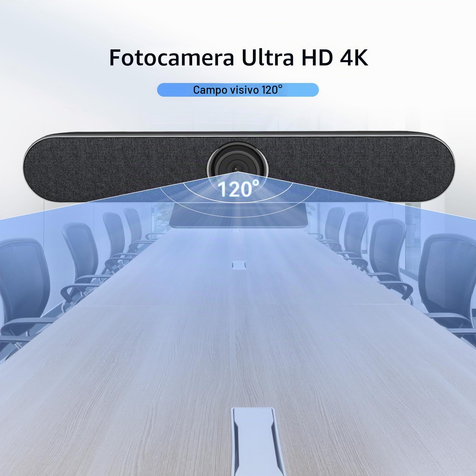 Retekess TC201 Videoconferenza con Microfono, Webcam conferenza PTZ 4K, Array di 4 Microfoni, Tech di Elaborazione 3A, Ai Tracciamento Degli Altoparlanti, per Sala Riunioni da 6-12 Persone