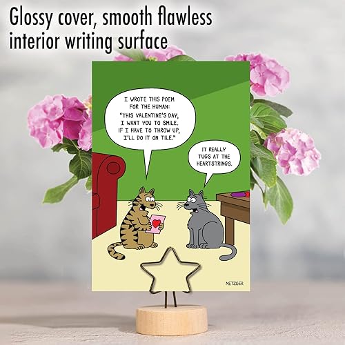 Miniatura 5 de NobleWorks - Paquete de 3 tarjetas de felicitación para el día de San Valentín con sobres, divertido gato de dibujos animados para hombres y mujeres