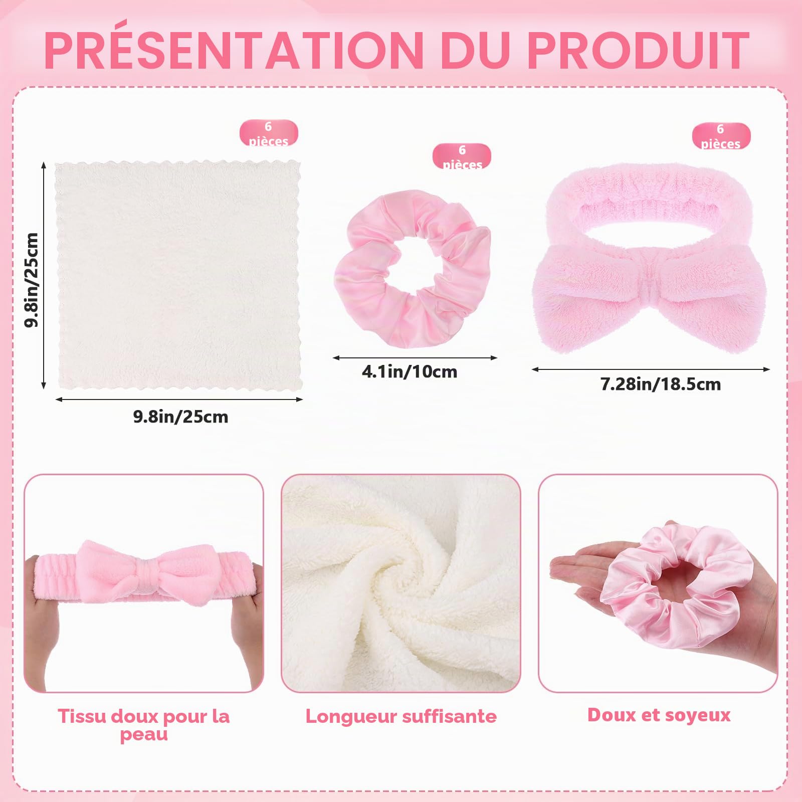 48 pièces Fournitures de fête pour nuitée pour filles Ensemble de bandeau et bracelet pour soins de la peau Favoris de fête pour nuitée, 6 masques pour le visage Bols à mélange 6 miroirs 6 bandeaux 6