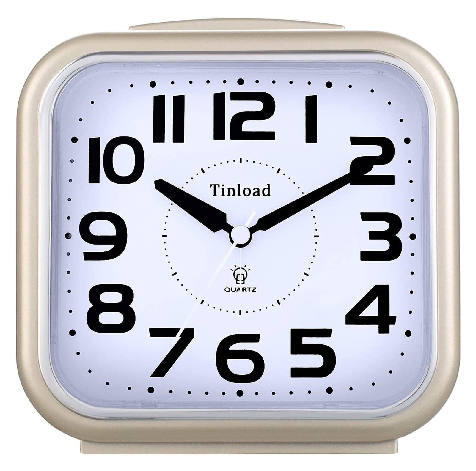 JJJ WTL Alarm clock 5.5" Silent Analog Alarm Clock Non Ticking, Gentle Wake, Beep Sounds, Increasing Volume, Battery Operated Snooze and Light Functions, Easy Set, Black (Color : Gold)