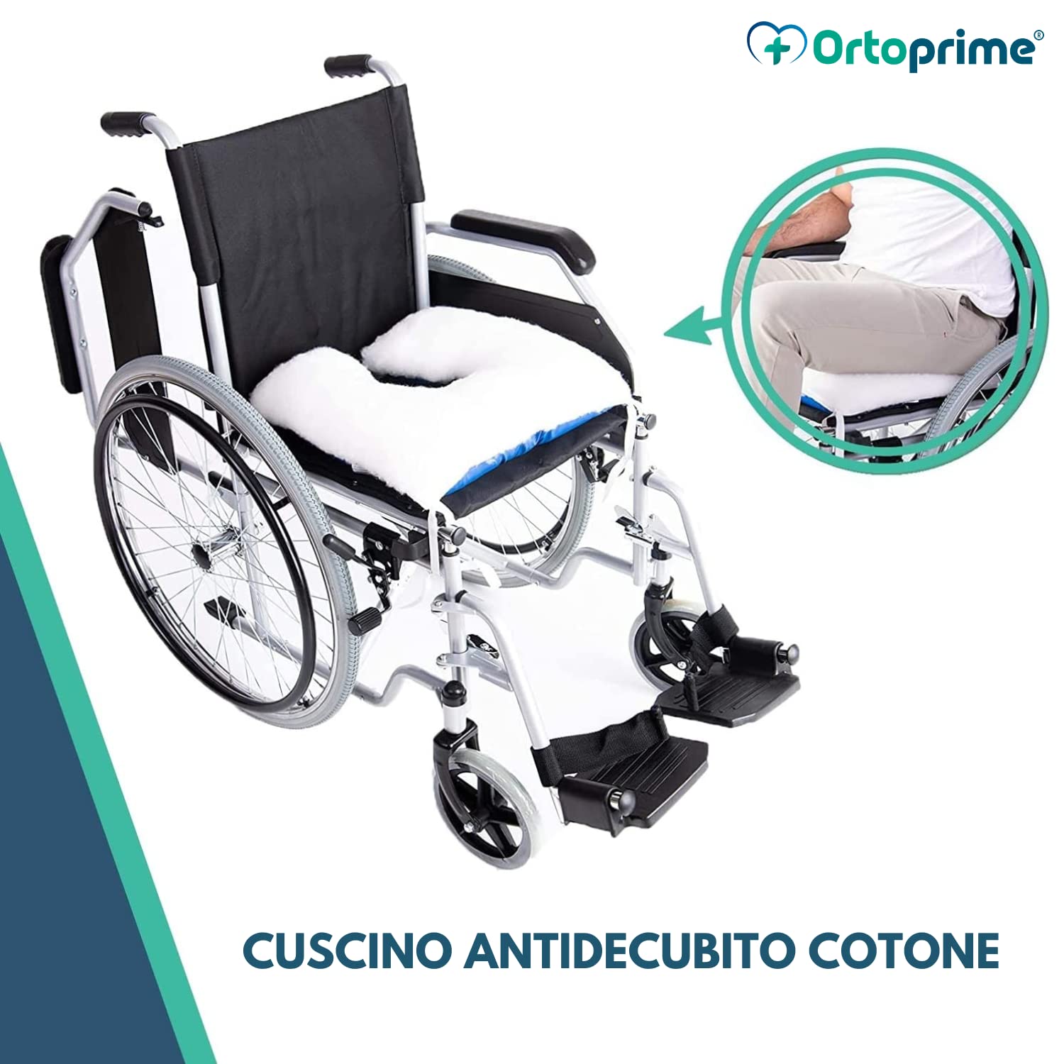 OrtoPrime Cuscino Antidecubito per Sedia a Rotelle - Cuscino Seduta Ortopedico Viscoelastico - Cuscino Memory Decubito - Cuscino Carrozzina per Anziani - Cuscino Antidecubito a U per Sedie a Rotelle