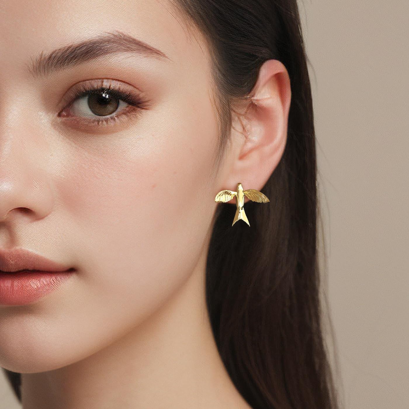 14k Gold-Plated Hummingbird Stud Earrings丨925 Sterling Silver Ear posts丨Cute Bird-Themed Earrings丨Hypoallergenic Jewelry for Women and Bird Lovers Gift - Image 5