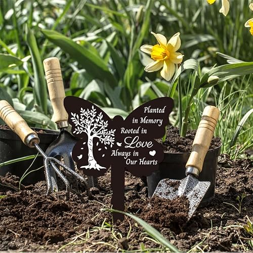 Vista 44 de GLOBLELAND Estaca de jardín con ángulos de mariposa, estaca conmemorativa para cementerio, estaca acrílica para tumba, impermeable, estaca de jardín