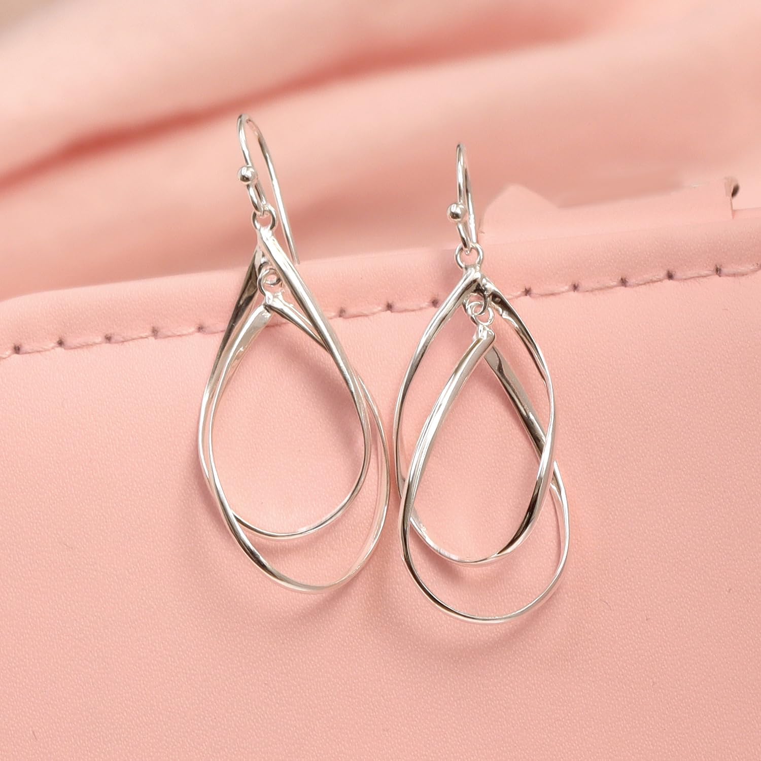 LeCalla 925 Sterling Silver Drop Earring | Lightweight Classic Linear Tear Drop Dangle Earrings | Silver Dangly Earrings Hypoallergenic Jewelry