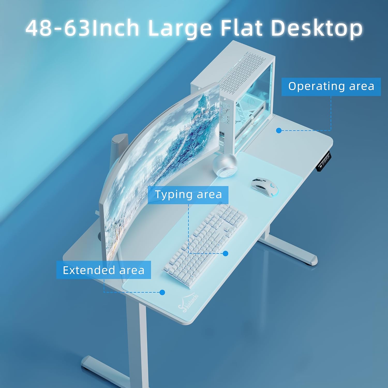 Shintenchi Standing Desk, Height Adjustable Electric Sit Stand up Desk, Ergonomic Rising Computer Table, 40x24 Inch Modern Lift Gaming Desk Workstation for Home Office, White