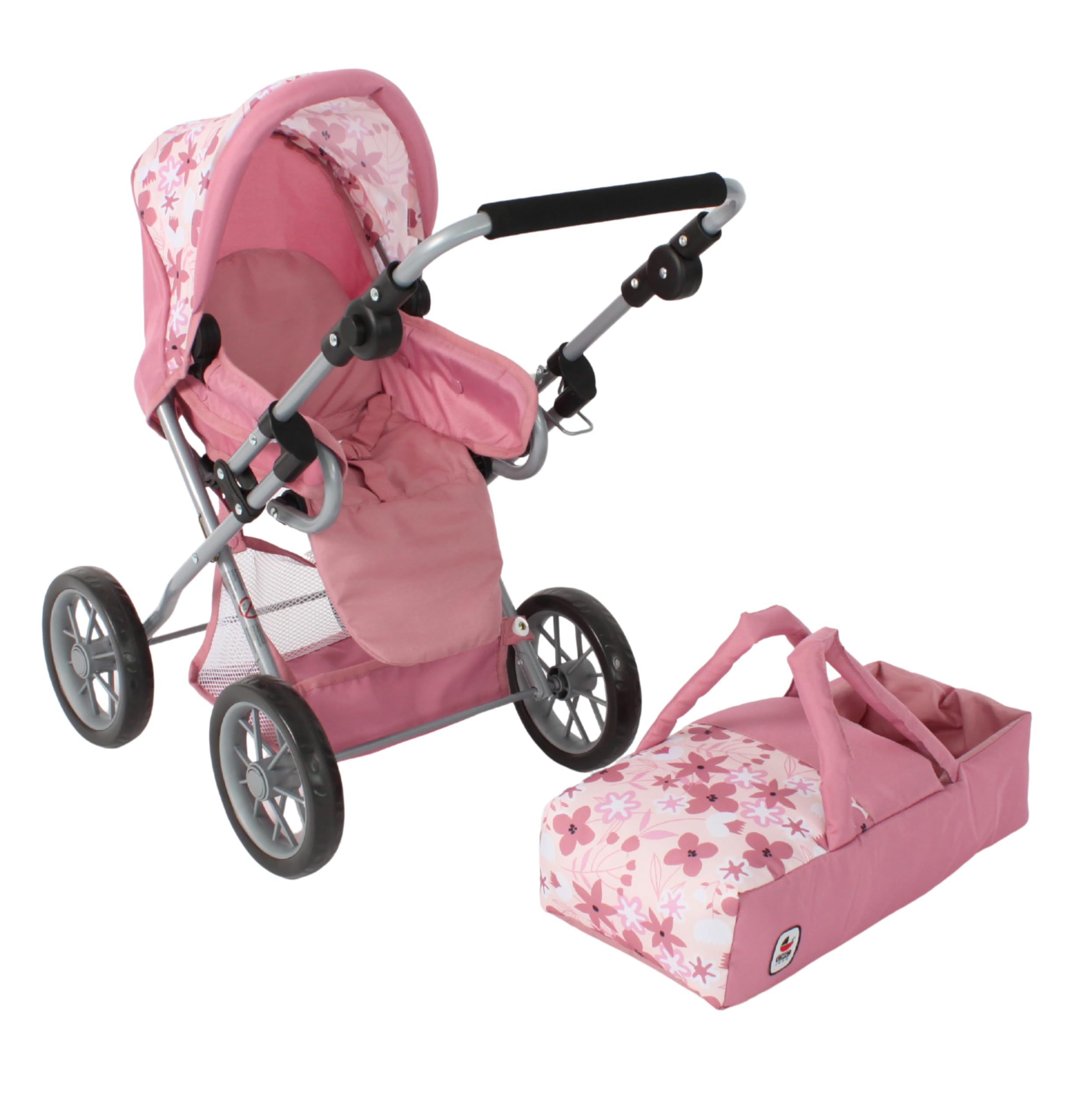 Bayer Chic 2000 Cochecito 3 En 1 Leni Para Muñecas – Plegable Con Mango Ajustable (43-67 Cm) Y Bolsa De Transporte – Para Muñecas De Hasta 46 Cm