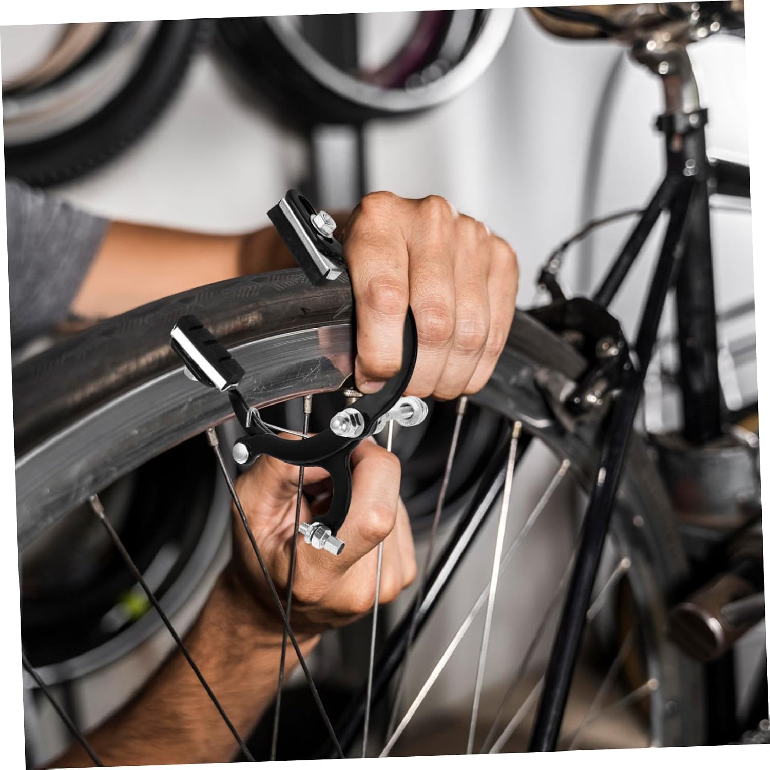 2pcs Bike Mechanical Disc Brake Caliper Set Universal Front and Rear Side Pull Brake for Mountain and Folding Bikes Black Color for Cycling