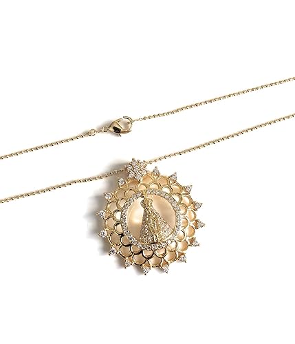 Miniatura 3 de Virgen de la Caridad del Cobre Necklace 17.5 Inches Ball Chain Round Cuban Medal