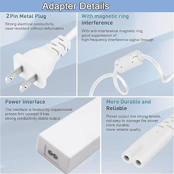 White Power Cord Compatible with Cricut Maker 3 Cutting Machine, 24V AC DC Power Cord Replacement for Cricut Maker 3 Power Adapter and Cord - Charger Power Supply Cord
