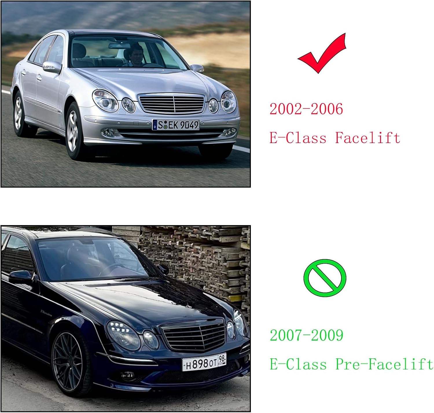 Front Bumper Grill Assembly For 2002-06 Mercedes W211 E320 E350 E63 Grille Black For 2002 2003 2004 2005 2006