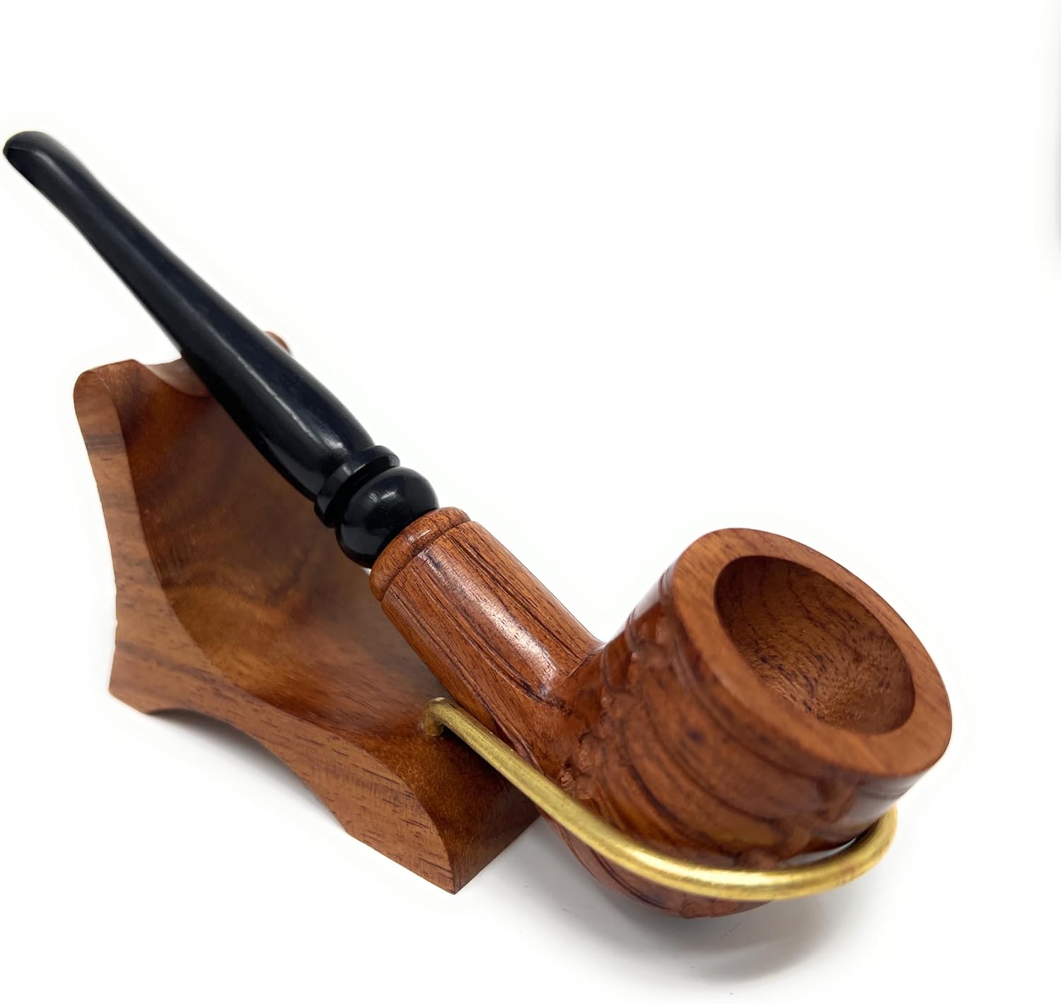 Matchpipe HandCarved Tobacco Pipe Stand for displaying Small or large Pipes - Pipe Accessary for Travel Display