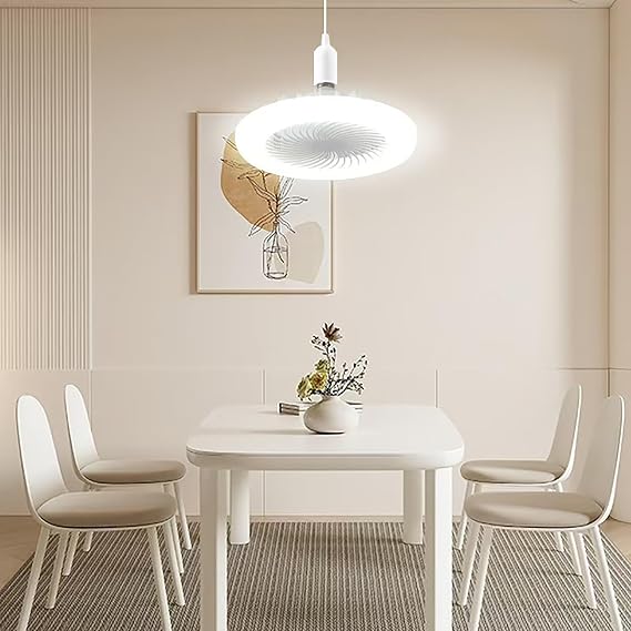 Minimalist Remote Control Fan Light, Embedded Fan, E27 Screw White Light, Ceiling Fan Lights