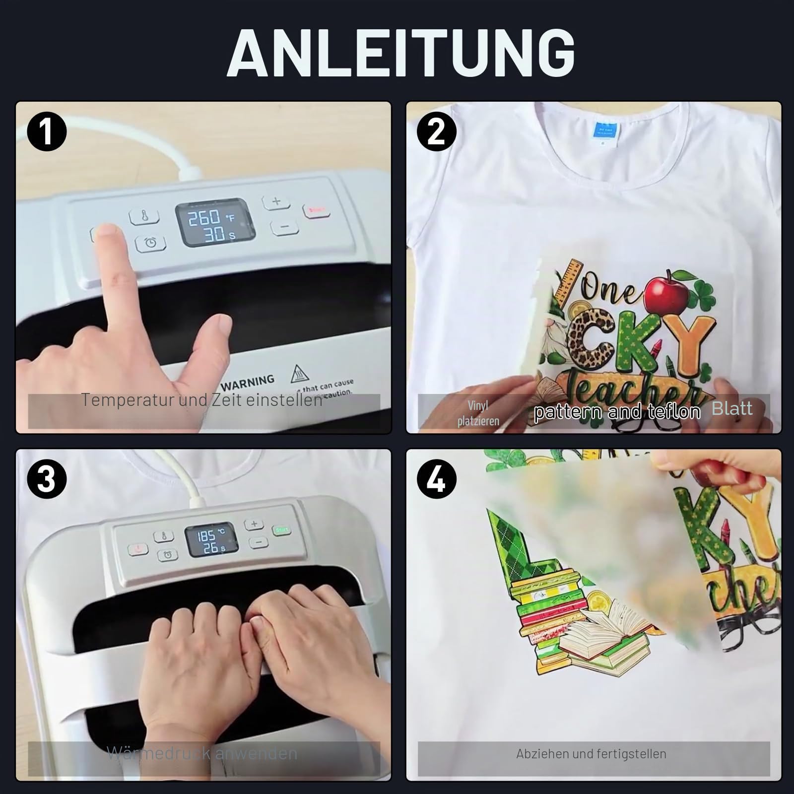 IMREN Transferpresse Plotter, 30.4 x 25.4 cm Tragbare Heizpresse Maschine für T-Shirt Druckmaschine, Kapuzenpullis, mit Heizpresse Pad für Sublimation, Vinyl, DIY, Wärmeübertragung Projekt (Schwarz)