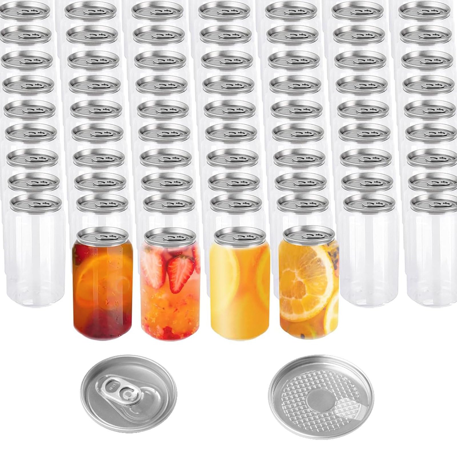 Bottiglie trasparenti per succhi con coperchio, contenitori sigillabili per succhi, latte, tè, caffè, acqua frizzante, set da 100, 500 ml ciascuna