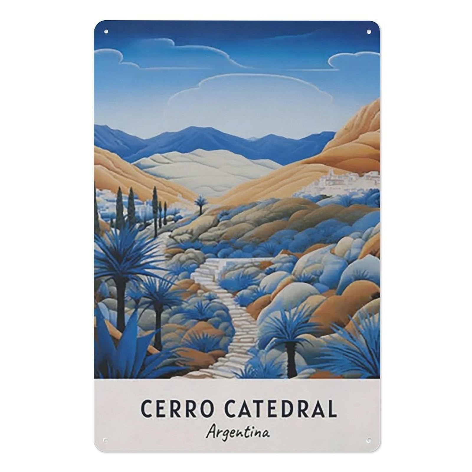 Cerro Catedral Argentina Retro Design Tin Painting Vintage Tin Sign 08x12inch(20x30cm) Wall Art for Home Office Bedroom Living Room Cafes Wall Decor