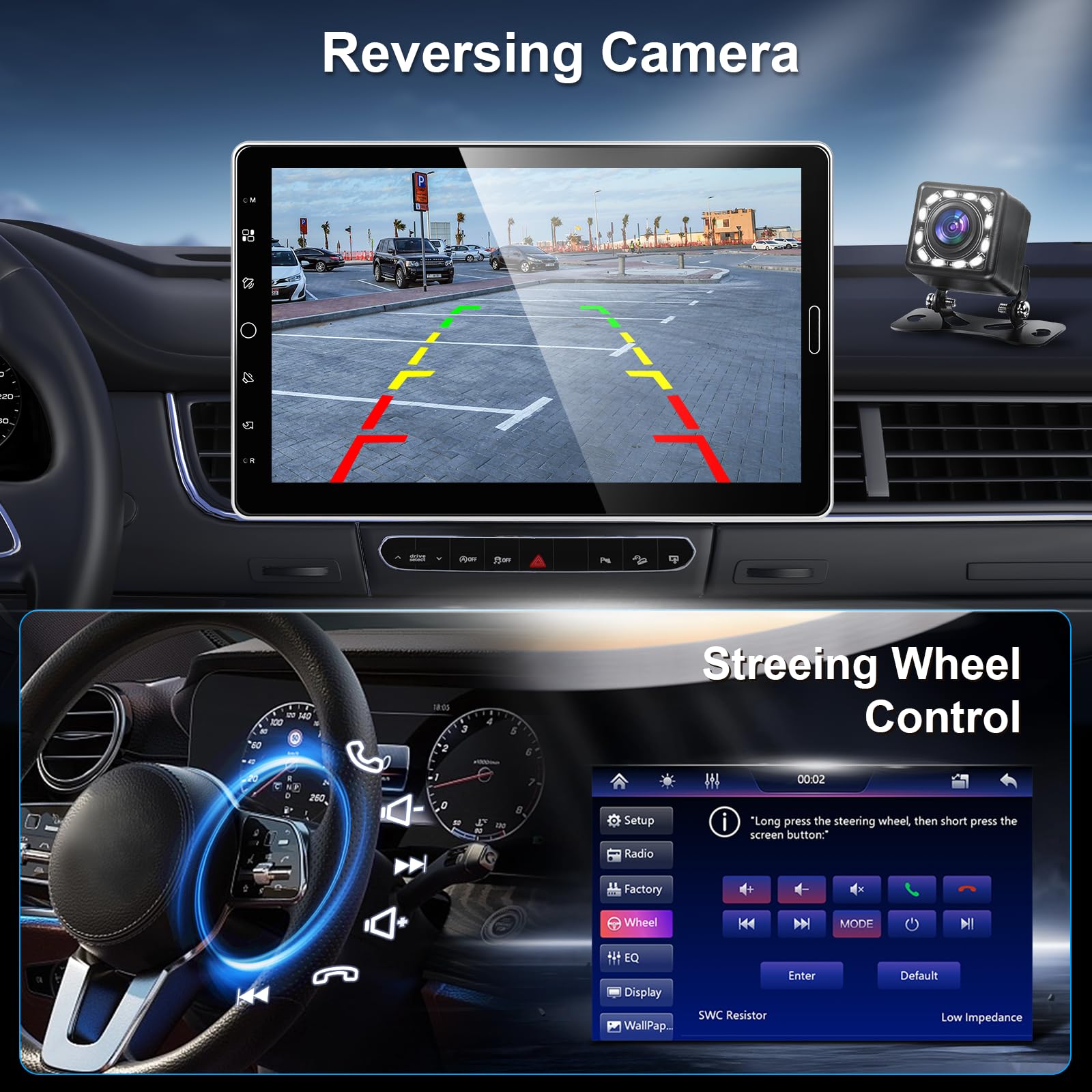 Autoradio 1 Din con Rotazione Verticale Schermo, Stereo Auto 1 Din 10,1 Pollici Touchscreen con Wireless CarPlay/Android Auto/Mirror Link, Hodozzy Radio Bluetooth Radio AM/FM/RDS, USB/TF Telecamera
