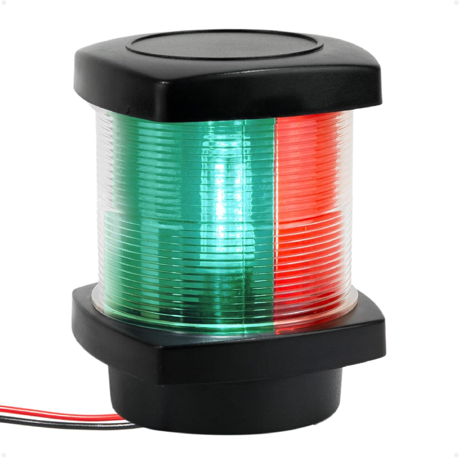 Five Oceans LED Tri-Color Navigation Light, High Performance Polycarbonate Housing, 12V DC, Meets USCG 2 NM Rules, Mast Mount for Sailboat - FO4684