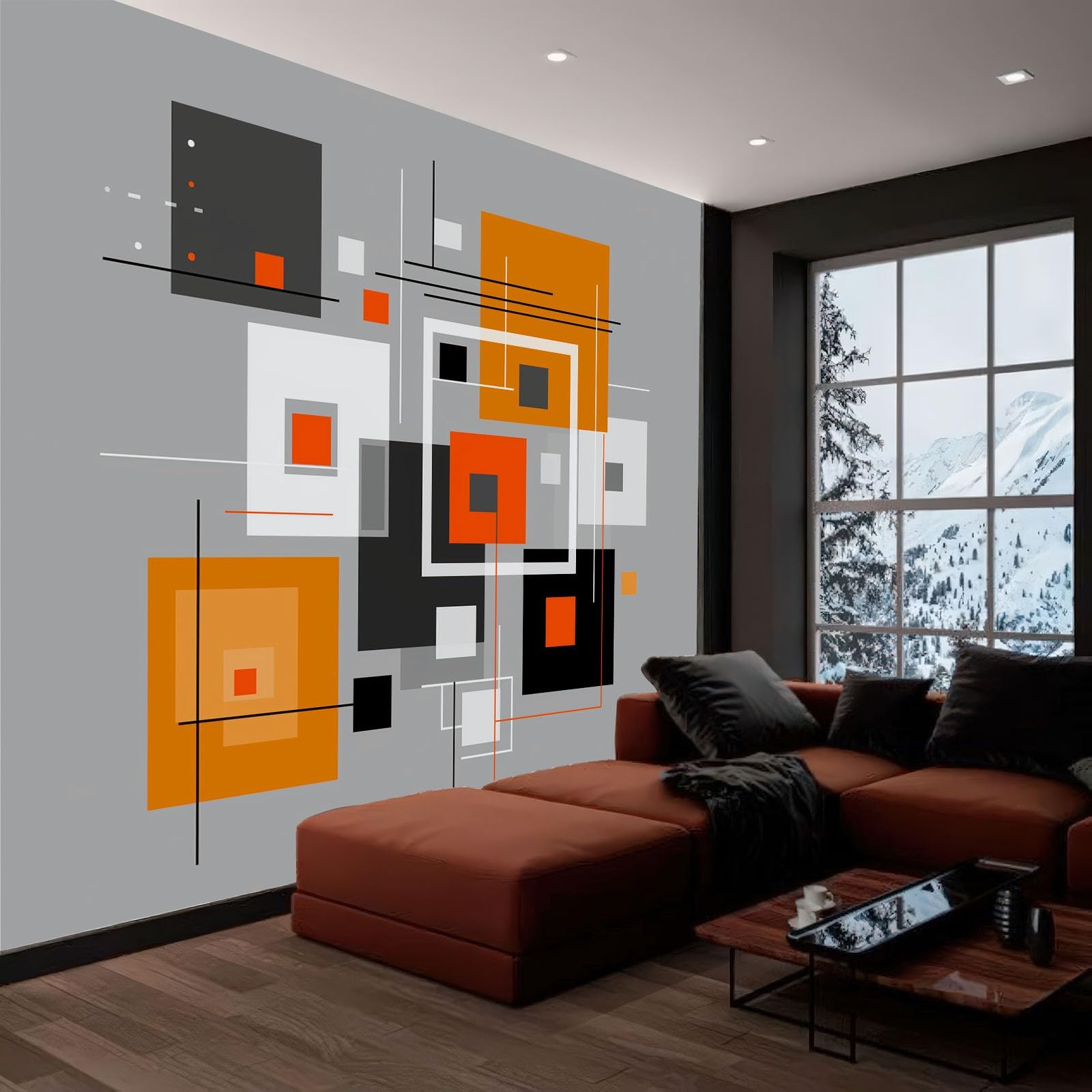 Fototapeta 3D, geometria prostokąta, linie, 300 x 210 cm, tapeta z włókniny, fototapeta, tapeta ścienna, sypialnia, salon, pokój dziecięcy, nowoczesna dekoracja ścienna