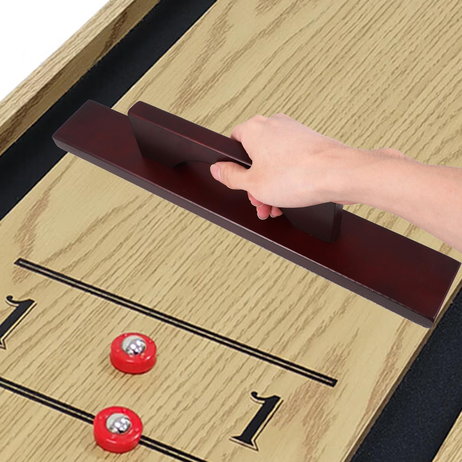 IMIKEYA Accessoire de Nettoyage pour Table de Shuffleboard Brosse en Bois et Poignée Ergonomique, pour Salle de Jeux et Entretien Facile
