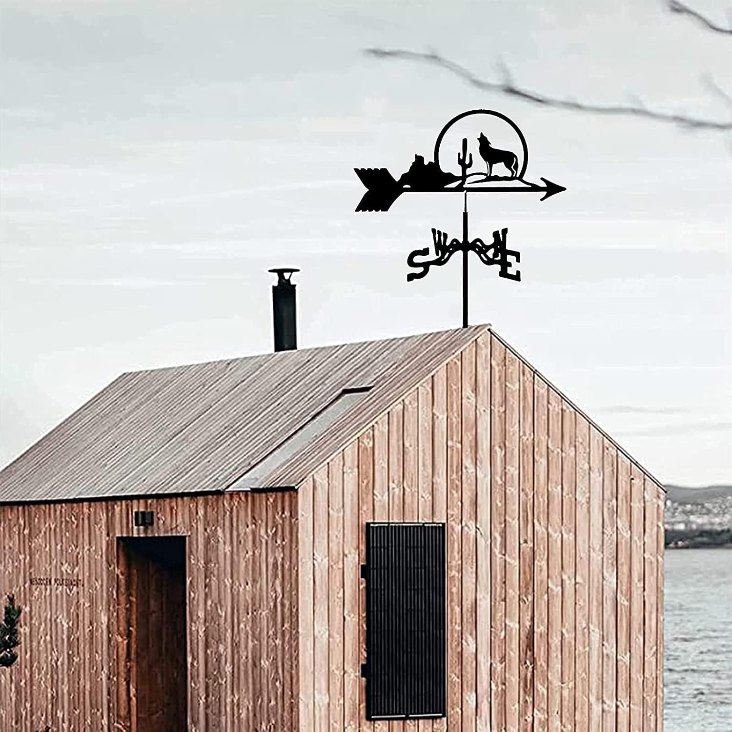 Weather vane Metal Craft Vane Weathervane with Animal Silhouette Ornament Professionnel Measuring Tool Direction Indicator Roof Mount Weather Vane Farm Scene Garden Stake image 2