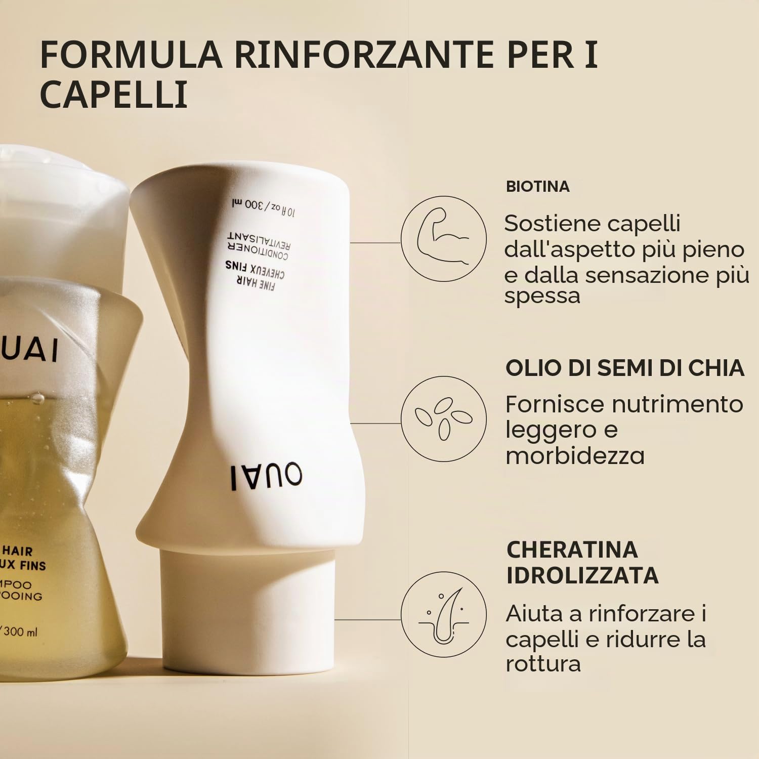 OUAI Set di shampoo fine + balsamo, privo di solfati. 10 once ciascuno.