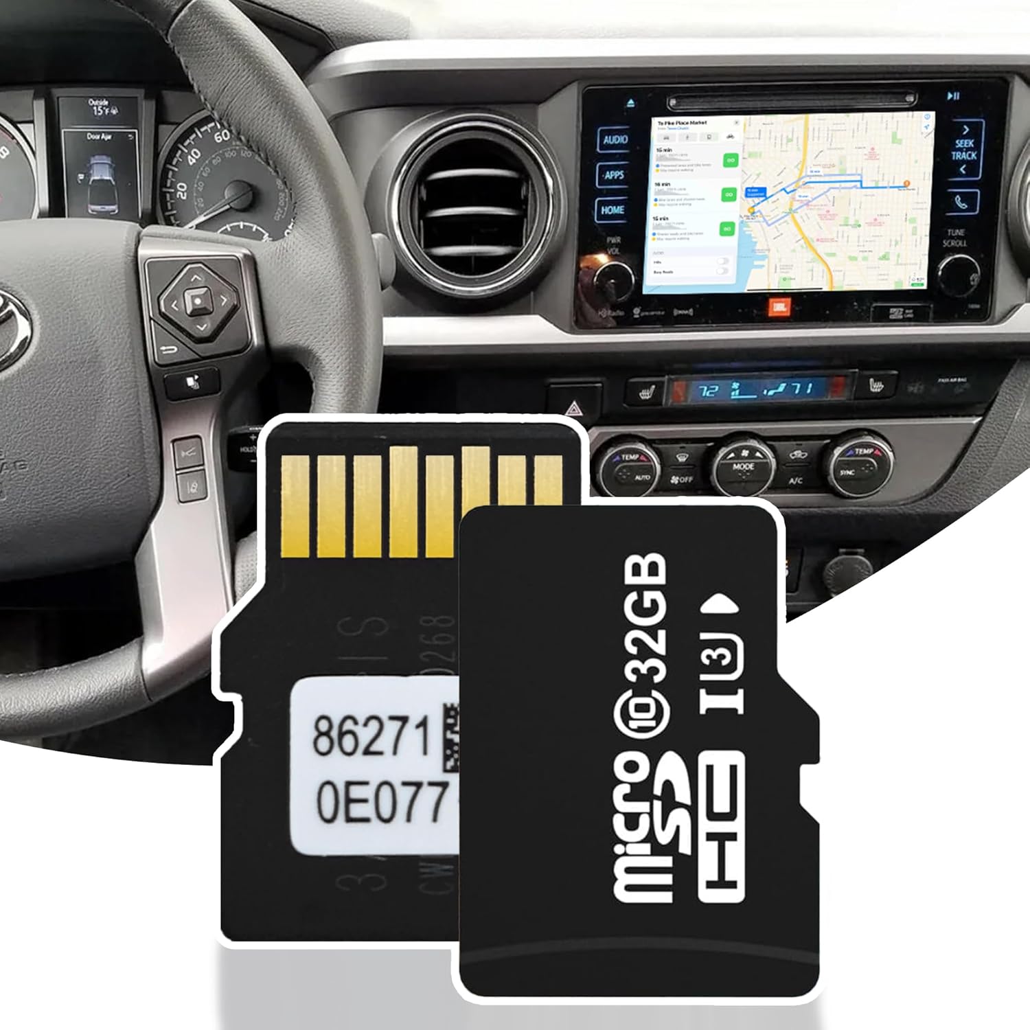 2026 Latest Navigation SD Card GPS Map Update 86271-0E077 for Toyota Highlander, Tacoma, Sienna, RAV4, Tundra, 4Runner, Prius, Venza, Mirai, Corolla, Camry, Avalon, Toyota Map Card for USA/Canada